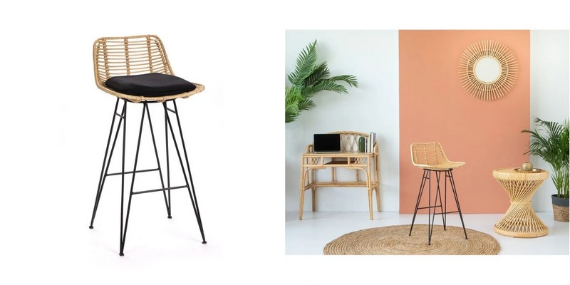 chaise bar design rotin
