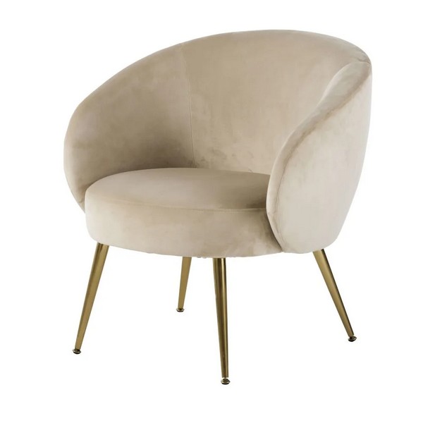 fauteuil velours beige