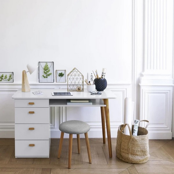 bureau style scandinave blanc bois