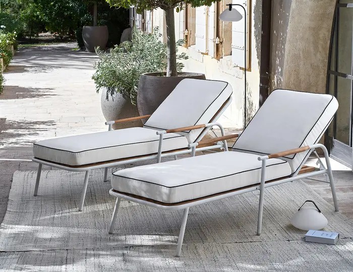Bain de soleil chaise longue transat avec pare-soleil 2 places mobilier jardin 