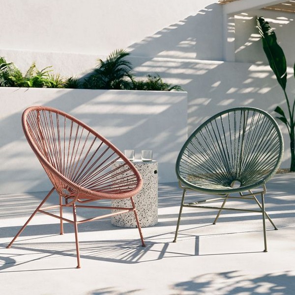 Fauteuil de jardin vert, chaise de jardin corde design