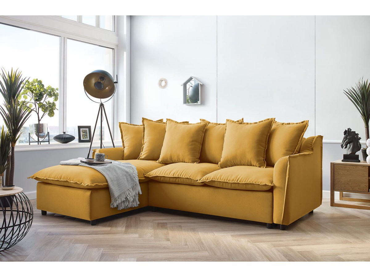 Canapé jaune ou moutarde design : 25 modèles tendance 2024 - NuageDeco