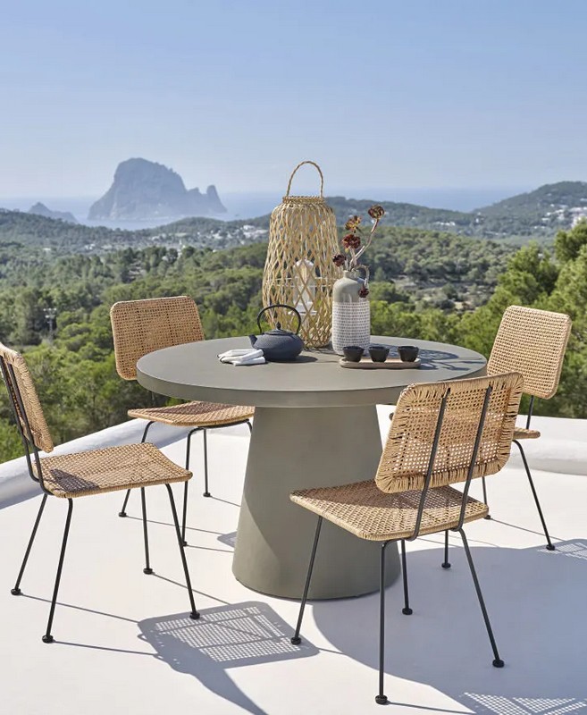 Table à manger extensible béton ciré 6 à 8 personnes pas cher