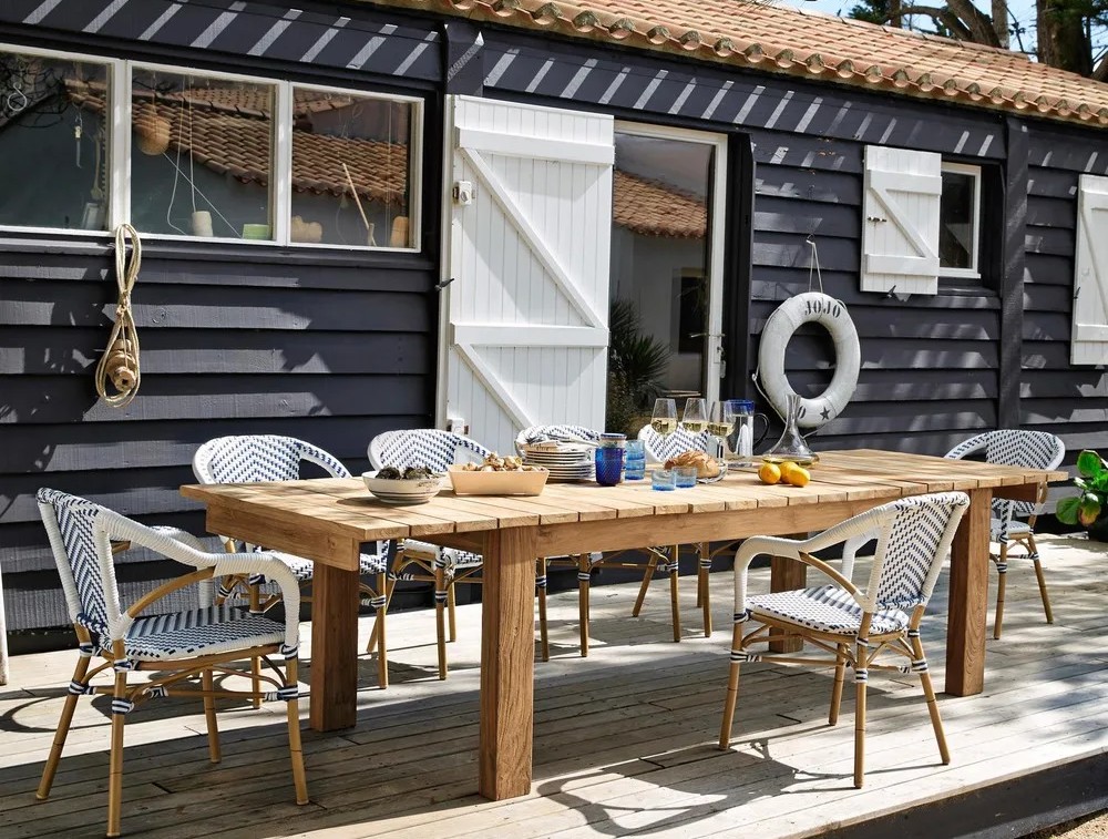 Banc extérieur de jardin BISTROT en bois massif et acier de