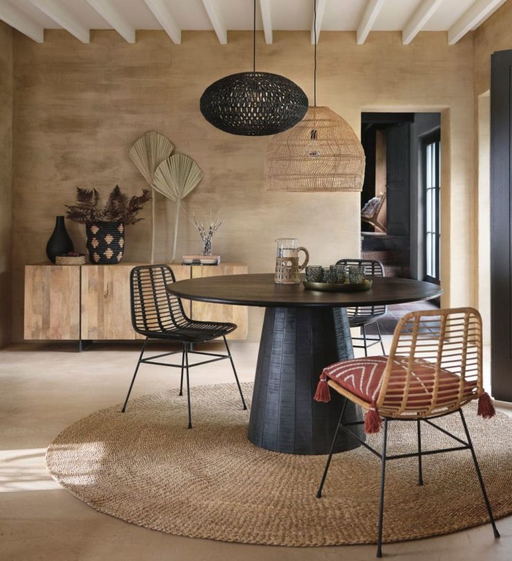 Table salle à manger Ronde en manguier pied Métal 120 – FACTORY MEUBLES & DECO