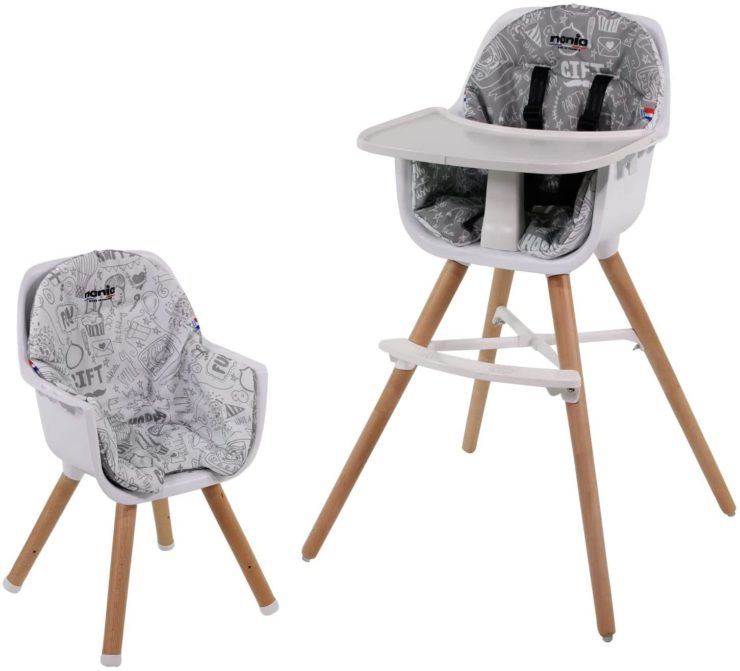 Chaise Haute Bébé 6-en-1 évolutive COOSEYA - De 6 Mois à 3 Ans (15 Kg Max), Plateau Amovible, Harnais 5 Points | Gris