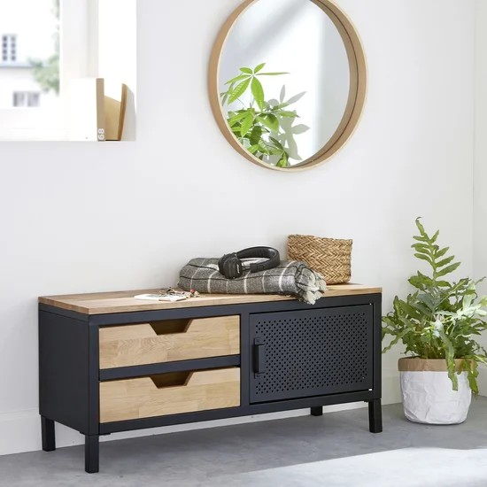 banc-entree-metal-bois
