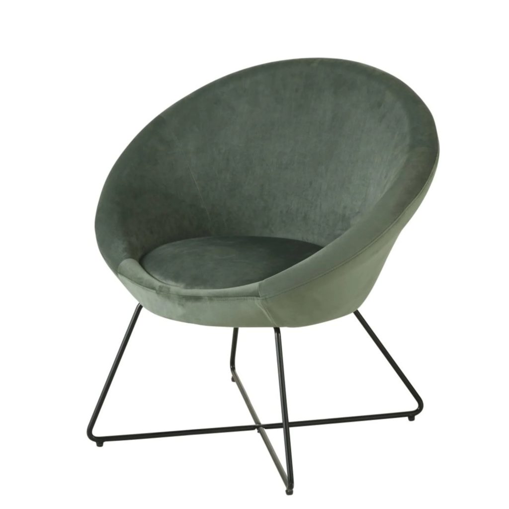 fauteuil-velours-pieds-metal