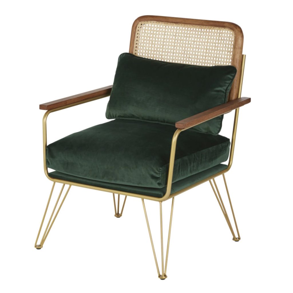 fauteuil-vintage-cannage-velours