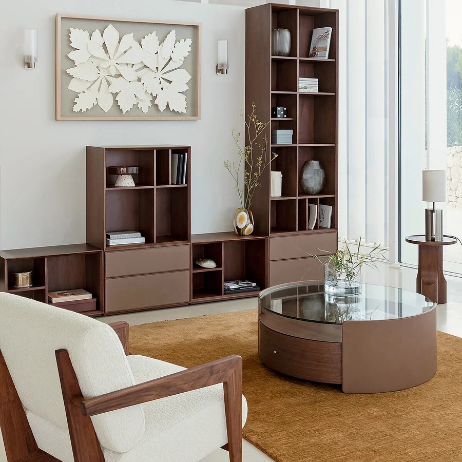 table-basse-noyer-cuir