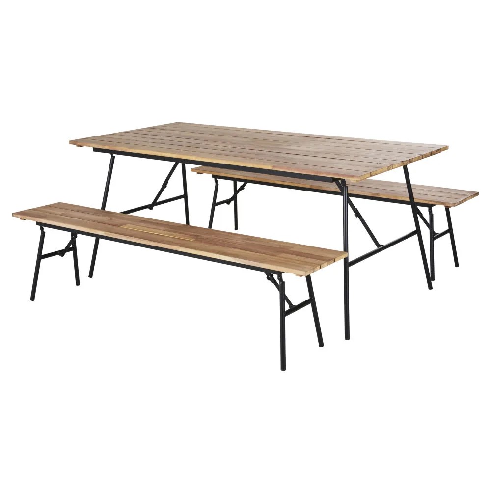 Table de jardin pliante en acier gris anthracite 6 personnes Gibston