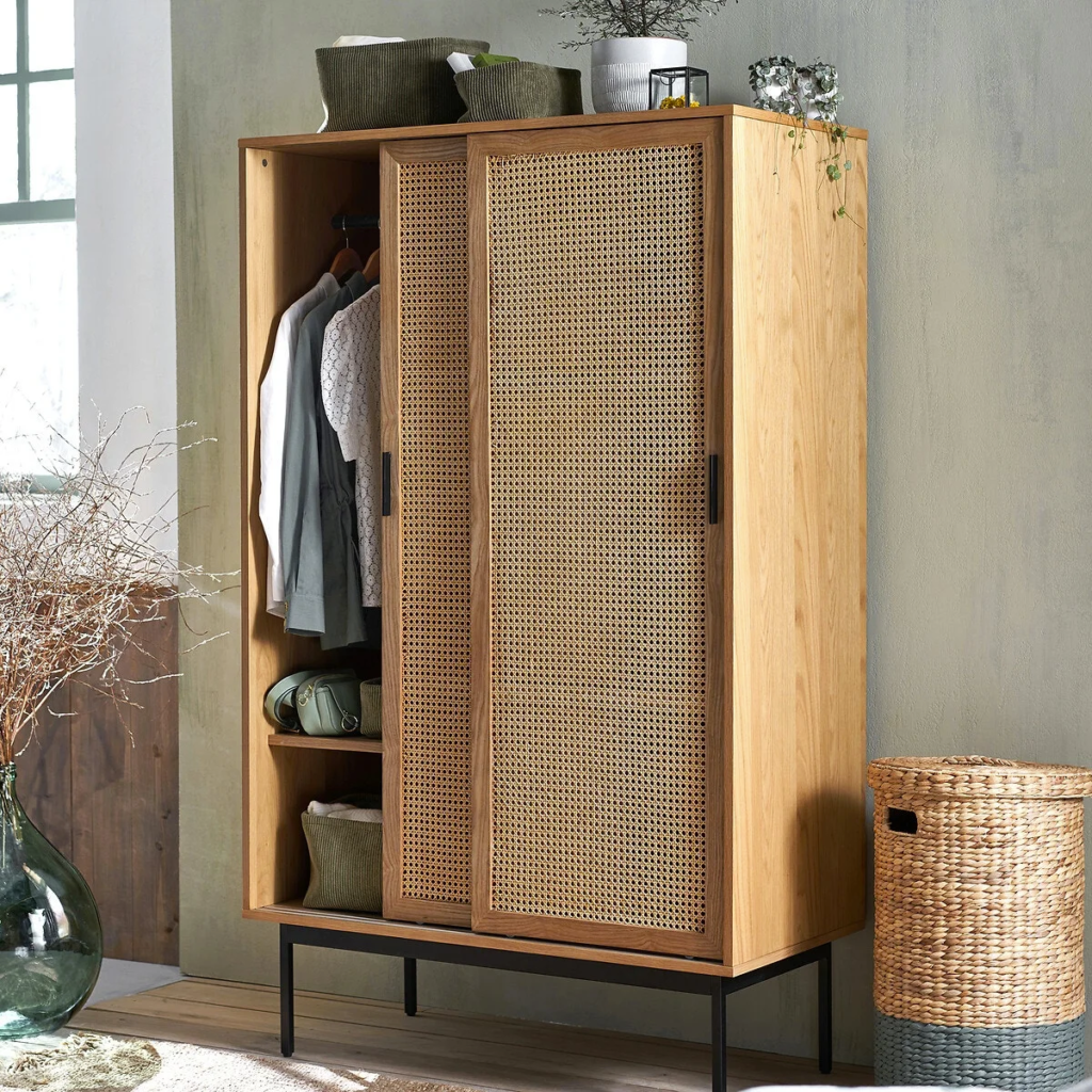 armoire-bois-cannage-metal