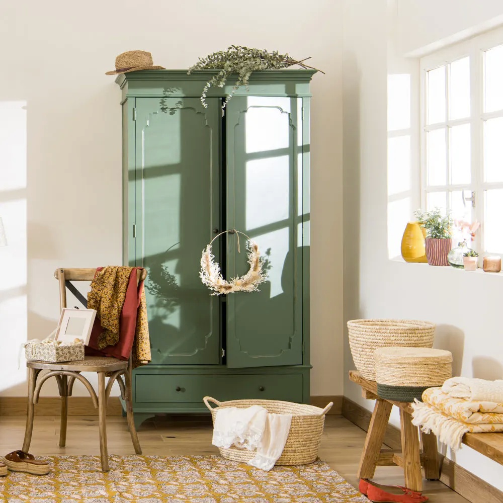 Armoire 2 portes 1 tiroir vert kaki