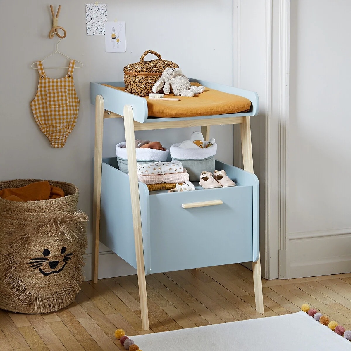 Table à langer LIGNE CONFETTI blanc/bois - Vertbaudet