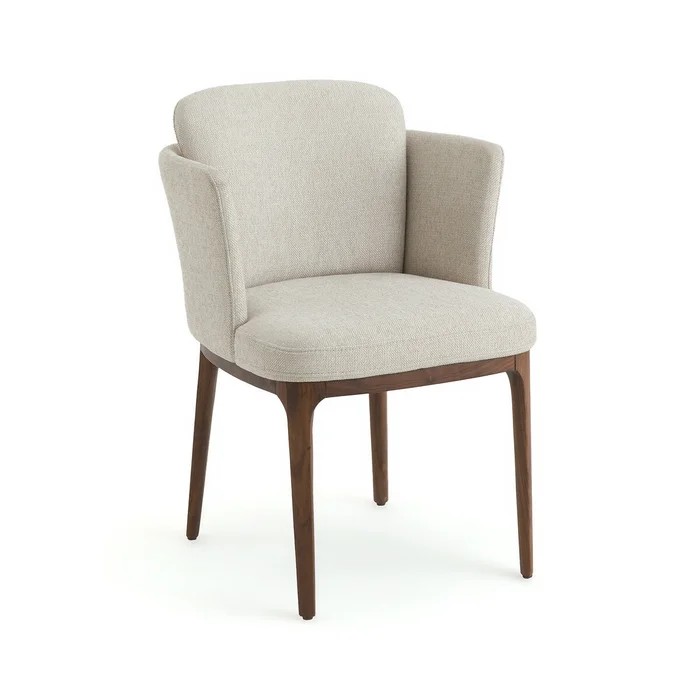 Fauteuil de table tissu et noyer, Jabote