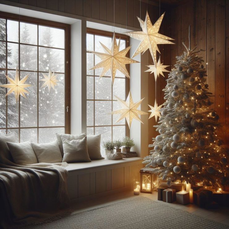 15 étoiles lumineuses de Noël en papier à suspendre pour un intérieur de fêtes NuageDeco