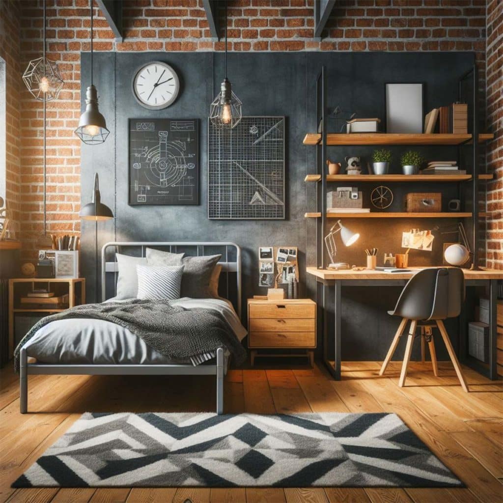 Une chambre d'ado de style industriel