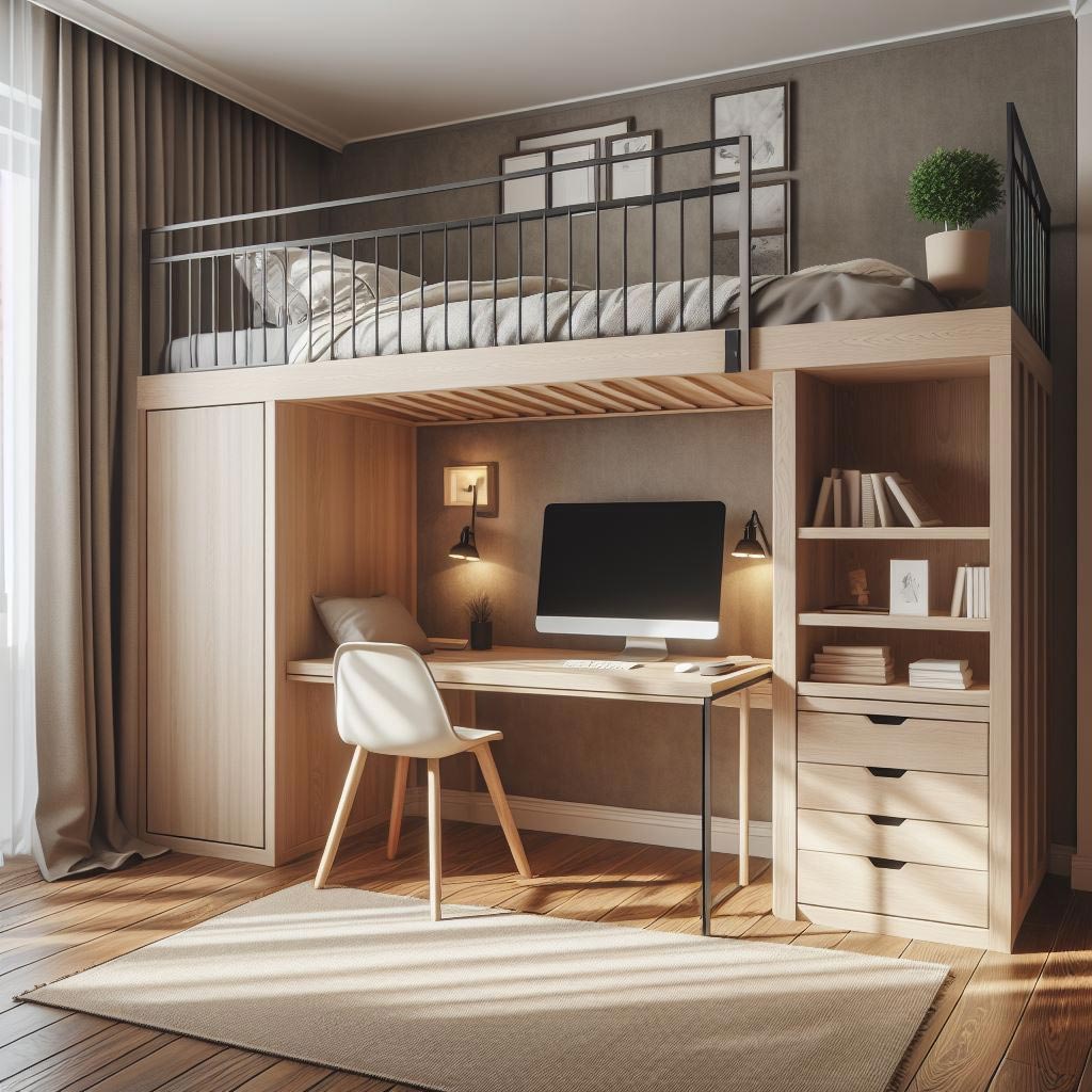 petite-chambre-lit-mezzanine-avec-bureau