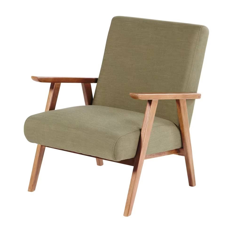 Fauteuil vintage vert kaki