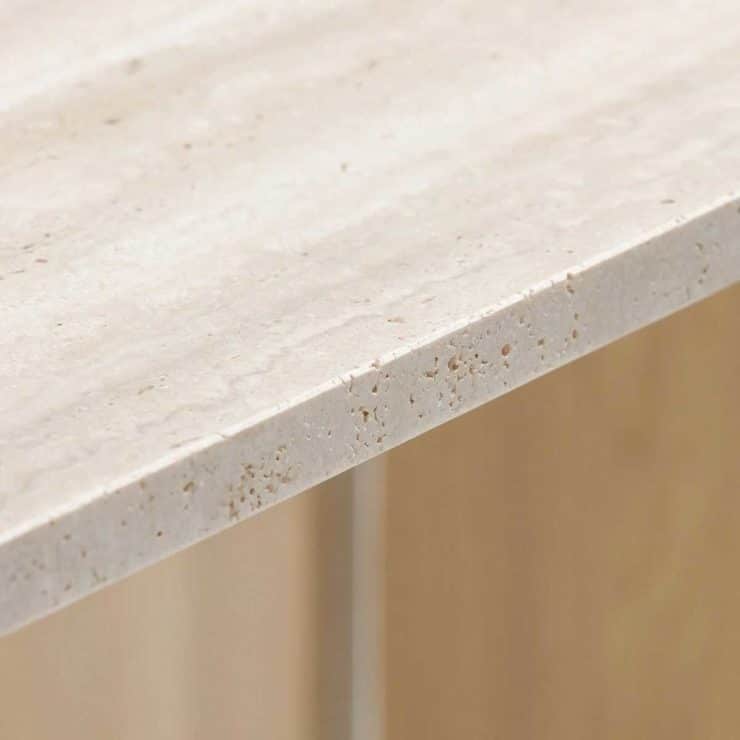 Grande Table à Manger En Travertin – Houseofmarbre – 220 X 100 Cm – Beige – Neuve