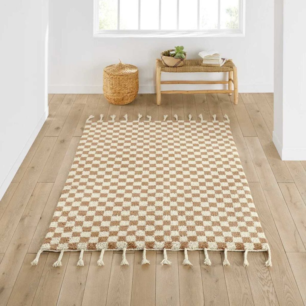 tapis-damier-laine-franges