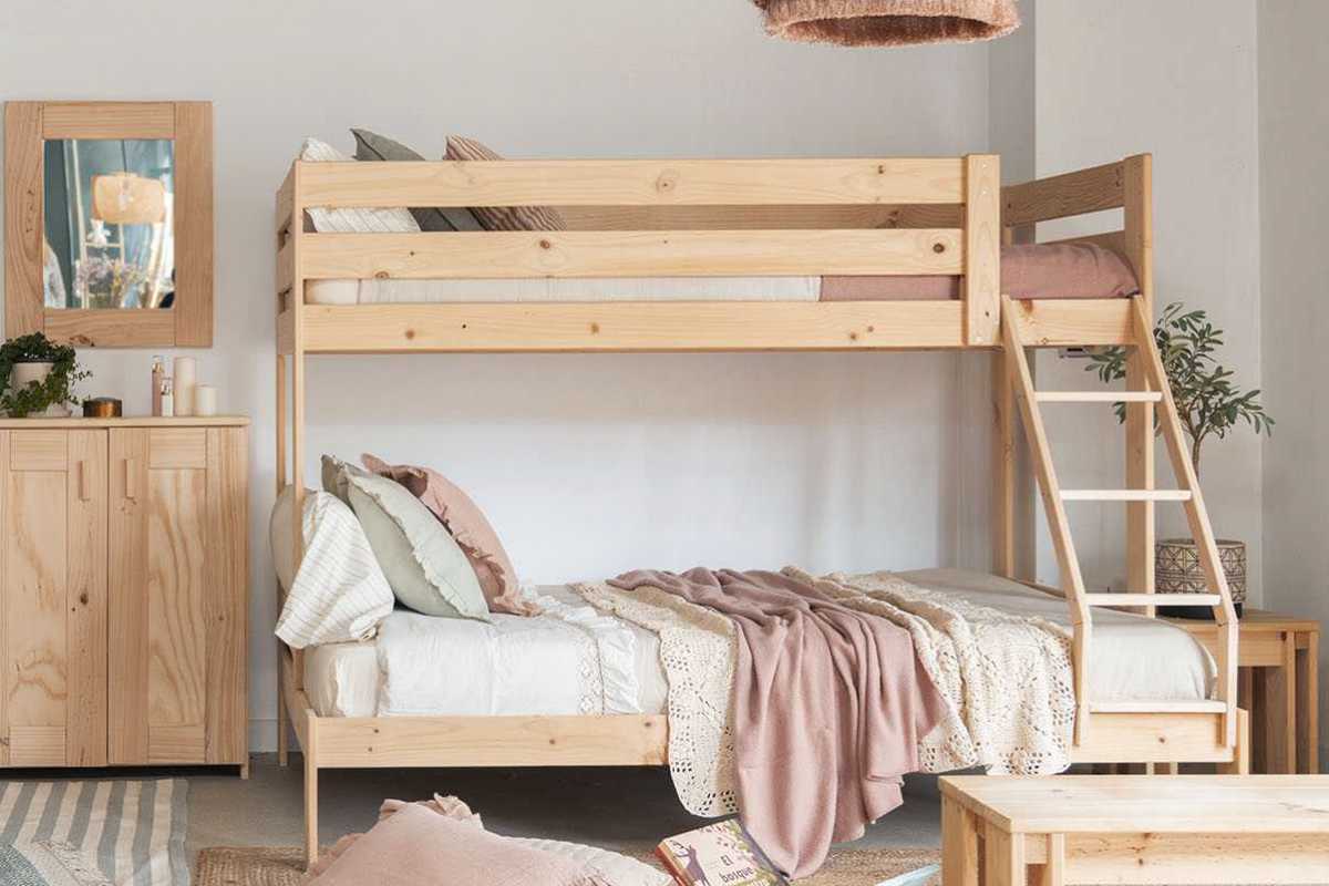 Lit superposé en bois LUFE : du couchage pour 2 à 4 personnes gain de ...