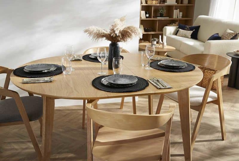 Table à Manger Ronde Ernest Ménard – Merisier Massif – 6/8 Places (avec Rallonge)