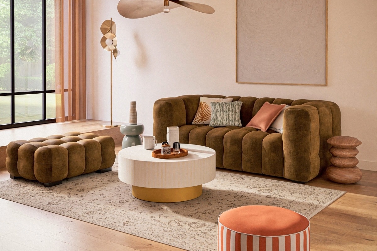 Maisons du Monde : le canapé Lilo décliné en tissu bouclette et velours