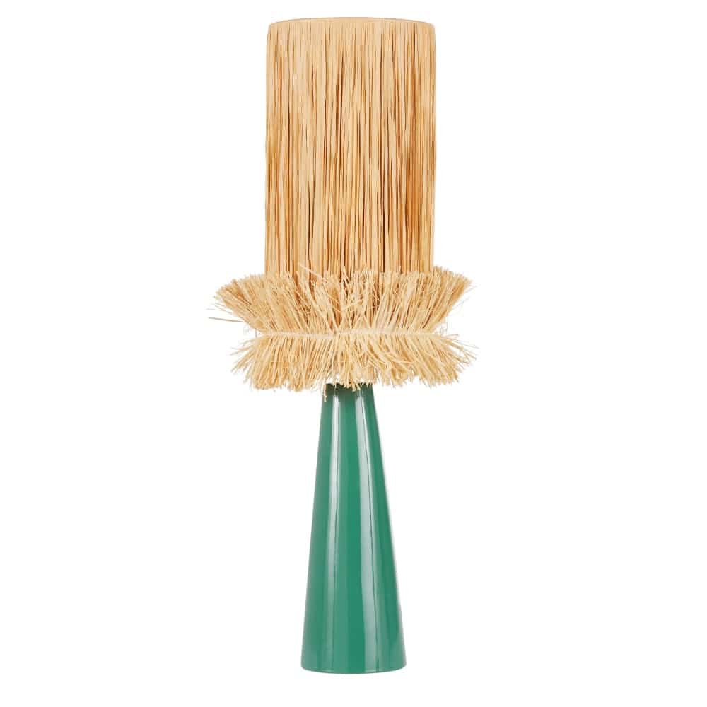lampe-ceramique-verte-raphia