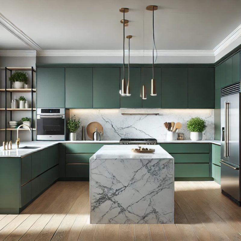 Cuisine verte : 10 inspirations, du sauge au foncé - NuageDeco