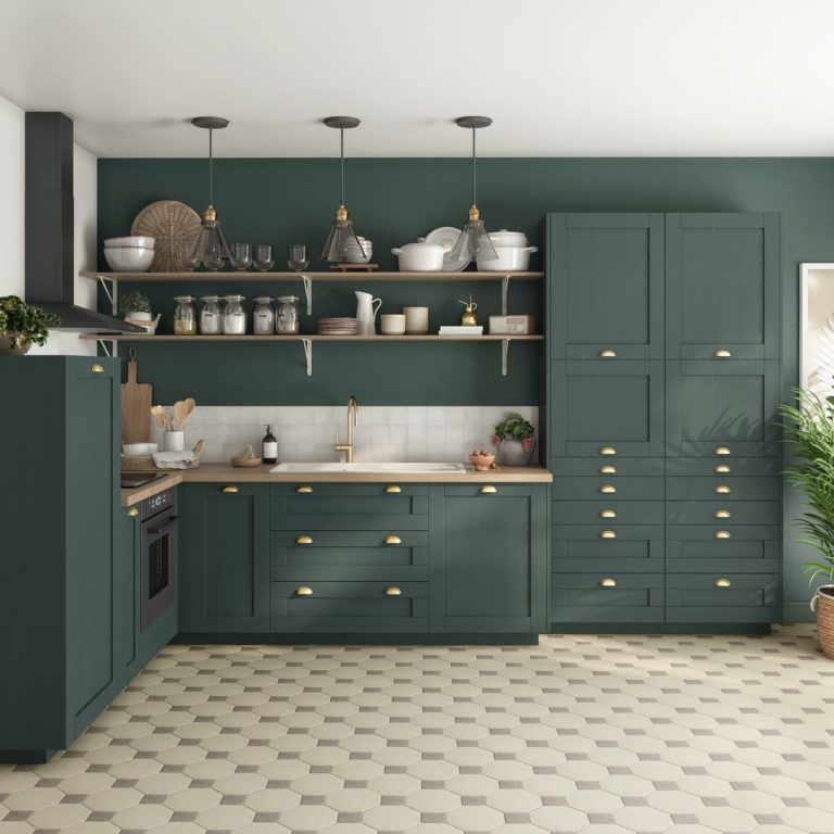 Cuisine verte : 10 inspirations, du sauge au foncé - NuageDeco