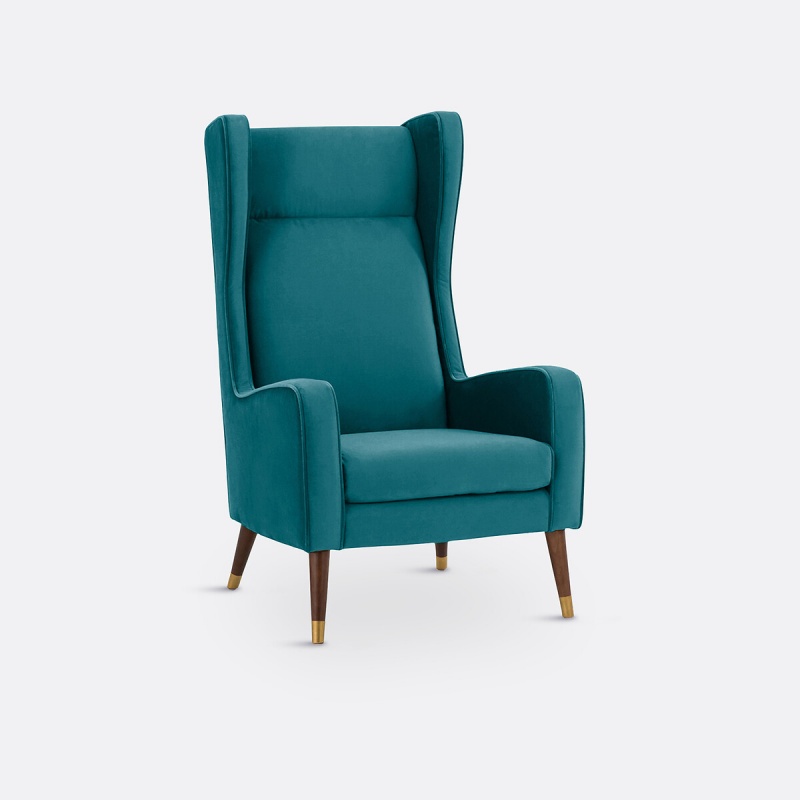 fauteuil-bleu-canard-velours-oreillettes