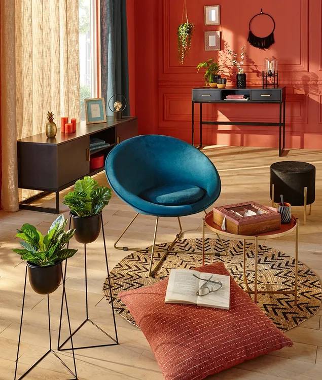 fauteuil-rond-bleu-canard