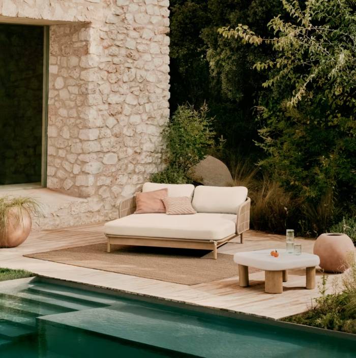Transat double Catalina en corde beige et bois d’acacia FSC 100 %